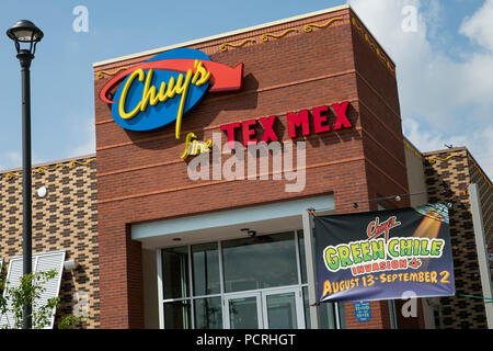 A logo sign outside of a Chuy's restaurant location in Westminster, Colorado, on July 23, 2018. Stock Photo