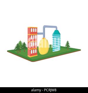 Processing factory. Factory and industry single icon in cartoon style isometric vector symbol stock illustration . Stock Vector