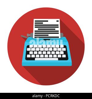 Typewriter icon in flat style isolated on white background. Films and cinema symbol vector illustration. Stock Vector