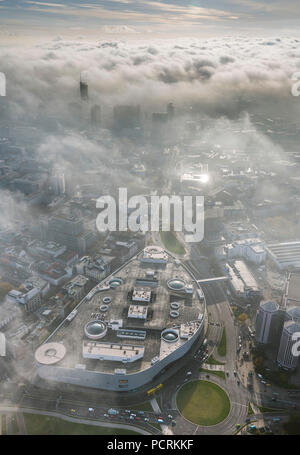 Limbecker Platz shopping center, autumnal clouds above city centre of Essen, aerial view of Essen, Ruhr area Stock Photo