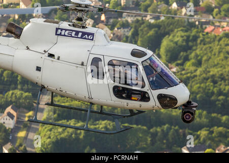 Aerial view, helicopter with video camera, Germany from top, Heli