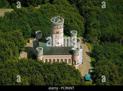 Aerial view, hunting lodge Granitz with Schinkel tower, lookout tower, pinnacles, Binz, Rügen island, Mecklenburg-West Pomerania, Germany, Europe Stock Photo
