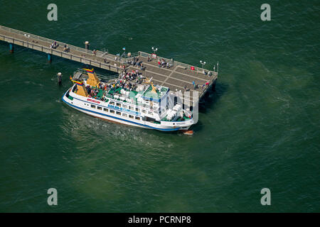 Aerial view, beach and pier of Binz, Binz, Ruegen island, Mecklenburg-West Pomerania, Germany, Europe Stock Photo