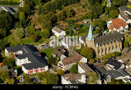 Aerial view, St.Mauritius Cathedral Niederwenigern, Niederwenigern, Hattingen, Ruhr area, North Rhine-Westphalia, Germany, Europe Stock Photo