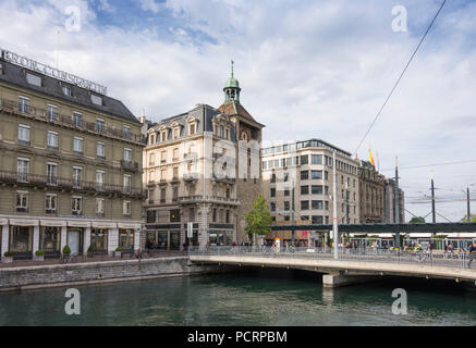 Old town at the River, Geneva, Canton of Geneva, Western Switzerland, Switzerland Stock Photo