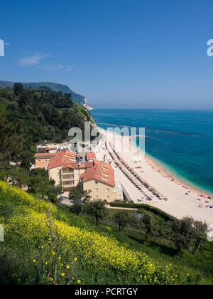 The wonderful and unspoiled beach of Numana, mount Conero, Italy. Stock Photo