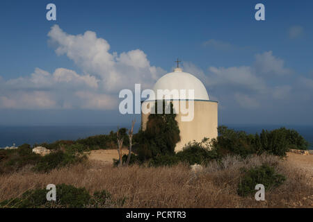 The Holy Family Chapel, Built as a windmill converted into a Chapel in the 60's located on mount Carmel in the city of Haifa northern Israel Stock Photo