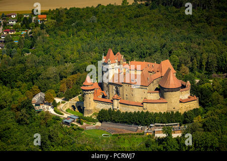 Aerial view, castle Kreuzenstein, medieval castle, Leobendorf, Lower Austria, Austria Stock Photo
