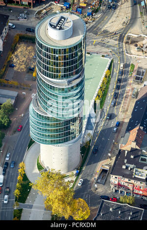 Exzenterhaus, office tower built on a former World War 2 - bunker, aerial view of Bochum Stock Photo
