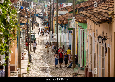 Street scene in the historic city centre of Trinidad, Trinidad, Cuba, Sancti Spíritus, Cuba Stock Photo