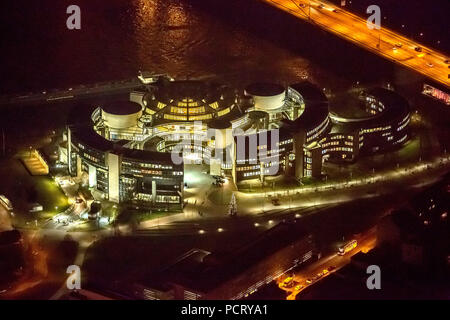 Aerial photo, State Parliament, Night Shot, Düsseldorf, Rhineland, North Rhine-Westphalia, Germany, Europe Stock Photo