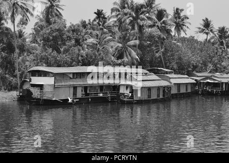 Boat house in Alleppey, Kerala Stock Photo