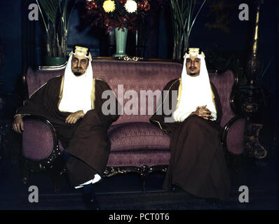 Amir Khalid [right] and Amir Faisal, sons of King Ibn Saud of Saudi Arabia.  ca. 1943 Stock Photo