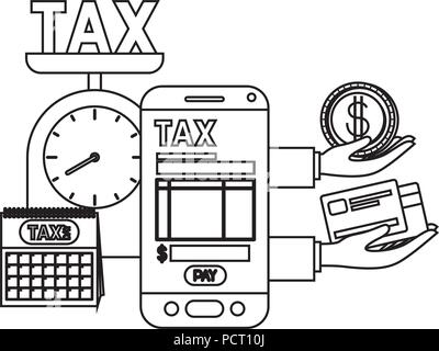 smartphone with tax on line and documents Stock Vector