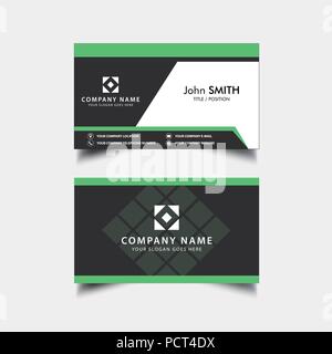 Simple Green and Dark Color Business Card Stock Vector