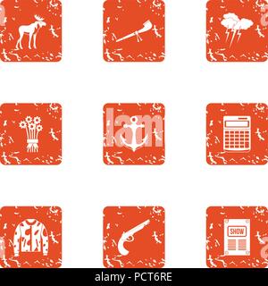 Itinerancy icons set, grunge style Stock Vector
