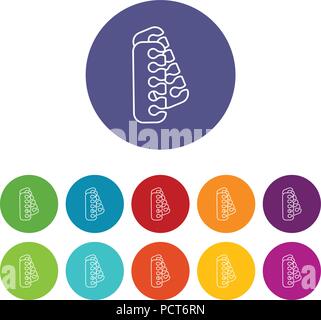 Nail foot tool separator icons set vector color Stock Vector