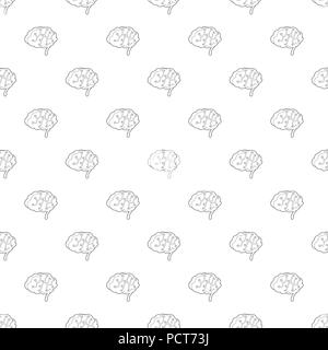 Sensors on human brain icon, outline style Stock Vector