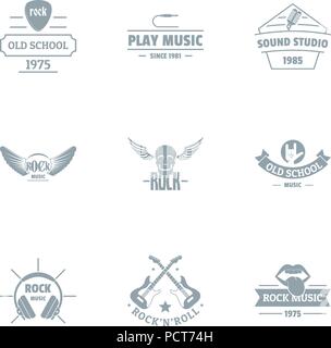 Play rock logo set, simple style Stock Vector
