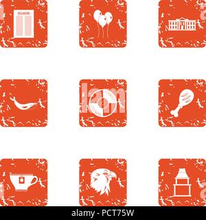 Liberty icons set, grunge style Stock Vector
