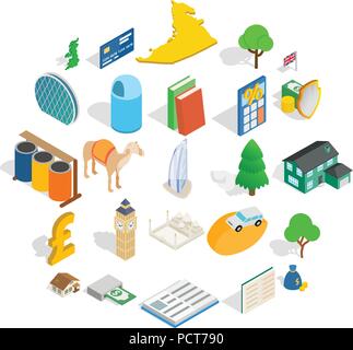 Finance center icons set, isometric style Stock Vector