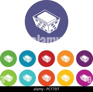 Clothes in basket icons set vector color Stock Vector