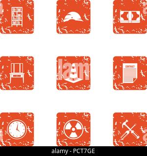 Radiation icons set, grunge style Stock Vector