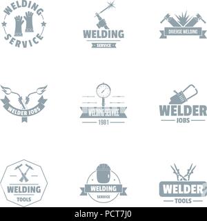 Smithery logo set, simple style Stock Vector