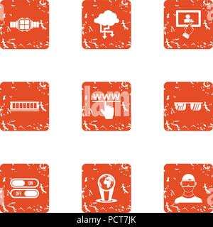 Directory icons set, grunge style Stock Vector