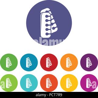 Nail foot tool separator icons set vector color Stock Vector