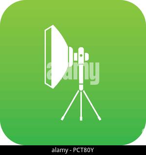Studio lighting equipment icon digital green Stock Vector