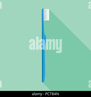 Blue kid toothbrush icon, flat style Stock Vector