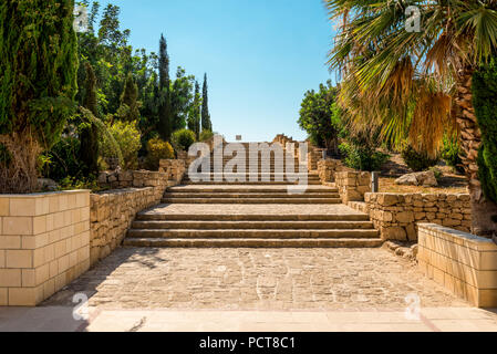 Entrance stairs to Paphos Archaeological Park site, Cyprus Stock Photo