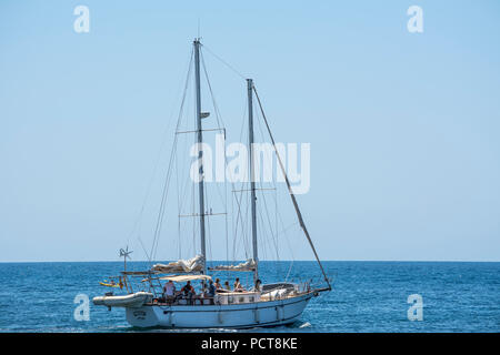 Sail boat on the mediterranian sea at Cabo de Palos in Murcia Spain Stock Photo