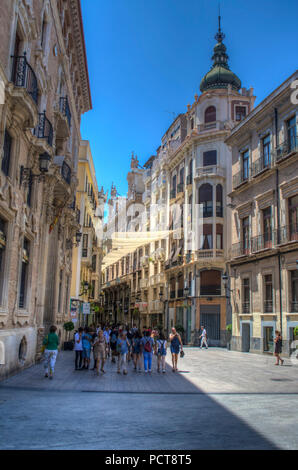 HDR image of people walking along Calle Traperia in Murcia Spain Stock Photo