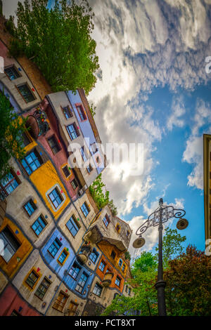 Austria Vienna Kegelgasse Hundertwasser Haus Cafe Stock Photo