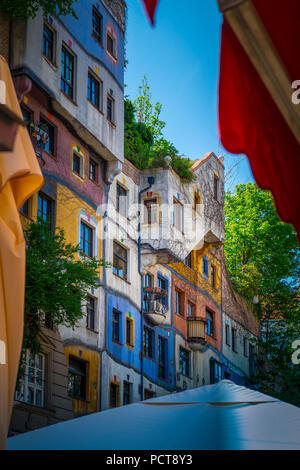 Europa, Österreich, Wien, Architektur, Haus, Hundertwasser, Kunst, Künstler,  Löwengasse, Kegelgasse, Vienna, Austria, architecture, capital Stock Photo