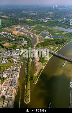 Reconstruction of the Lippe mouth by Lippeverband public water board, Wesel, Rhine, Ruhr area, North Rhine-Westphalia, Germany Stock Photo