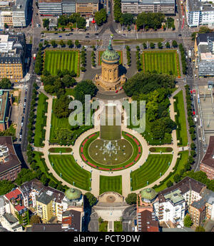 Water Tower with park on Friedrichsplatz Square, Mannheim, Baden-Wuerttemberg, Germany Stock Photo