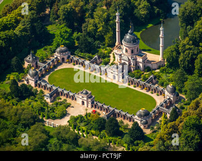 Red Mosque in the Turkish Garden, Schwetzingen Palace with Palace Gardens, Schwetzingen, Baden-Wuerttemberg, Germany Stock Photo