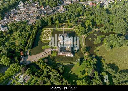 Water castle Anholt in private ownership of the princes of Salm-Salm, Anholt castle, Anholt, aerial view of Isselburg, Lower Rhine Stock Photo