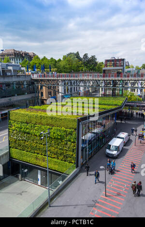 Lausanne-Flon station of the LEB Lausanne-Echallens-Bercher railway, Lausanne, canton of Vaud, Western Switzerland, Switzerland Stock Photo