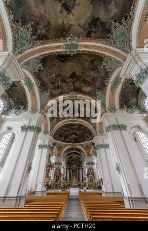 Nave of the abbey Church of St. Gallus and Otmar, St. Gallen, Canton of St. Gallen, Switzerland Stock Photo