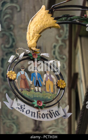 Coat of arms at the Patrician House Konkordia, Engelgasse, Appenzell, Appenzeller Land, Canton Appenzell Innerrhoden, Switzerland Stock Photo