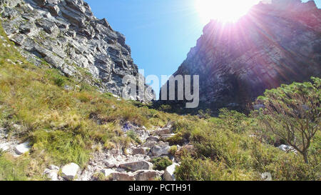 Ascent Table Mountain in Cape Town South Africa Stock Photo