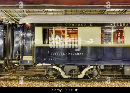 France, Paris, wagon, window, bogie, night Stock Photo