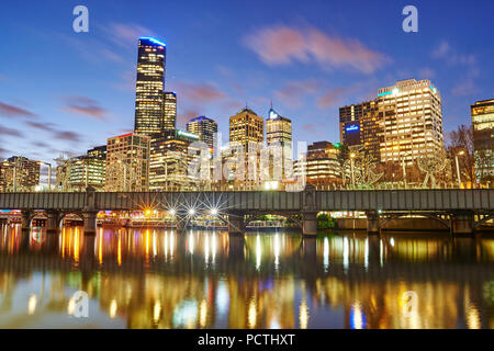 Skyline with skyscrapers (Eureka Tower) at the Yarra River, city landscape, Melbourne, Victoria, Australia, Oceania Stock Photo