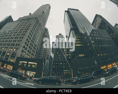 nyc, manhattan buildings, bottom point of view Stock Photo