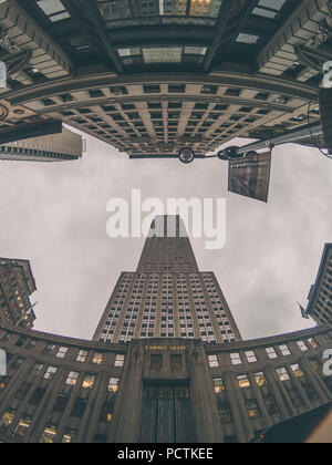nyc, manhattan buildings, bottom point of view Stock Photo