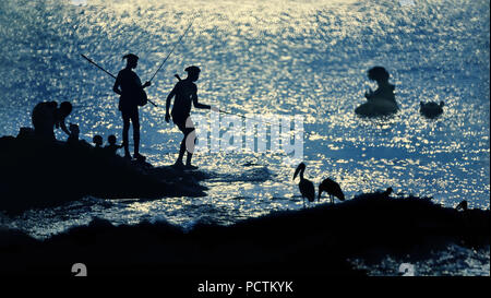 People fishing at Lake Victoria, Kenya, Africa Stock Photo